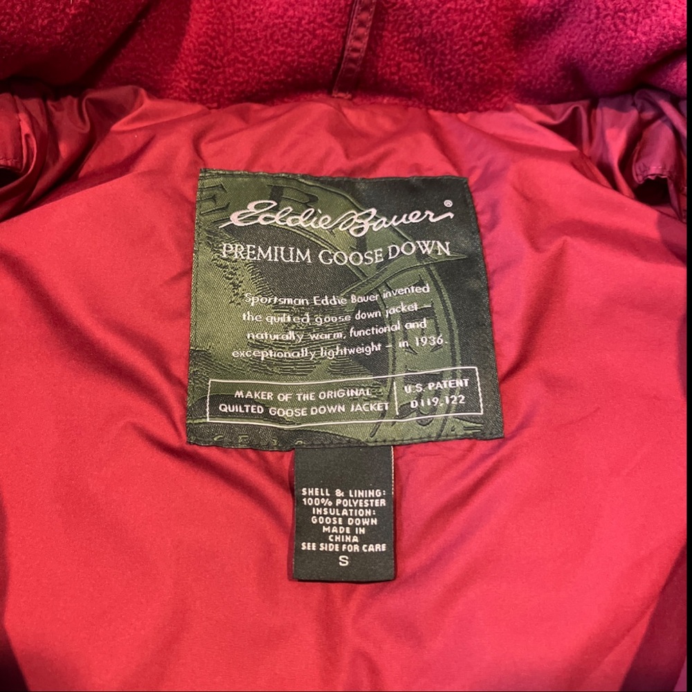 Eddie Bauer Vintage | Goose Down |Burgundy | Puffer Vest Women’s S - Picture 4 of 10
